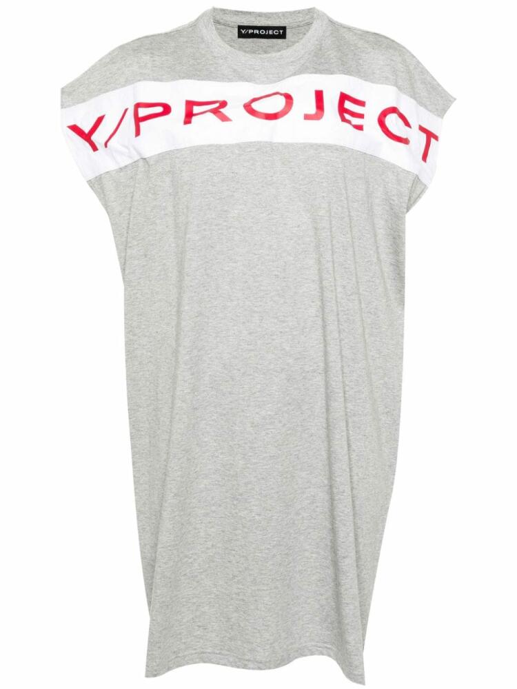 Y/Project logo-print cotton dress - Grey Cover