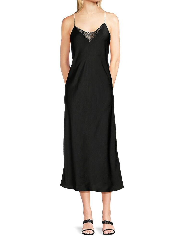 ba & sh Women's Clelia Lace Trim Midi Slip Dress - Noir Cover