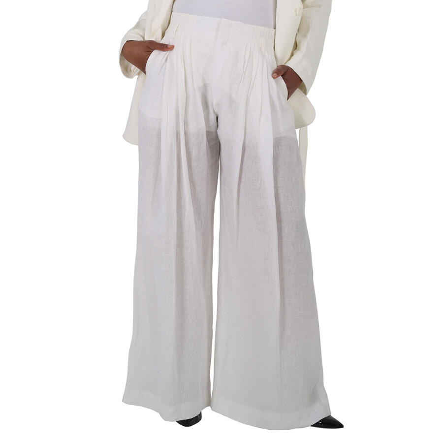 Chloe Ladies White Pleated Wide-Leg Pants Cover