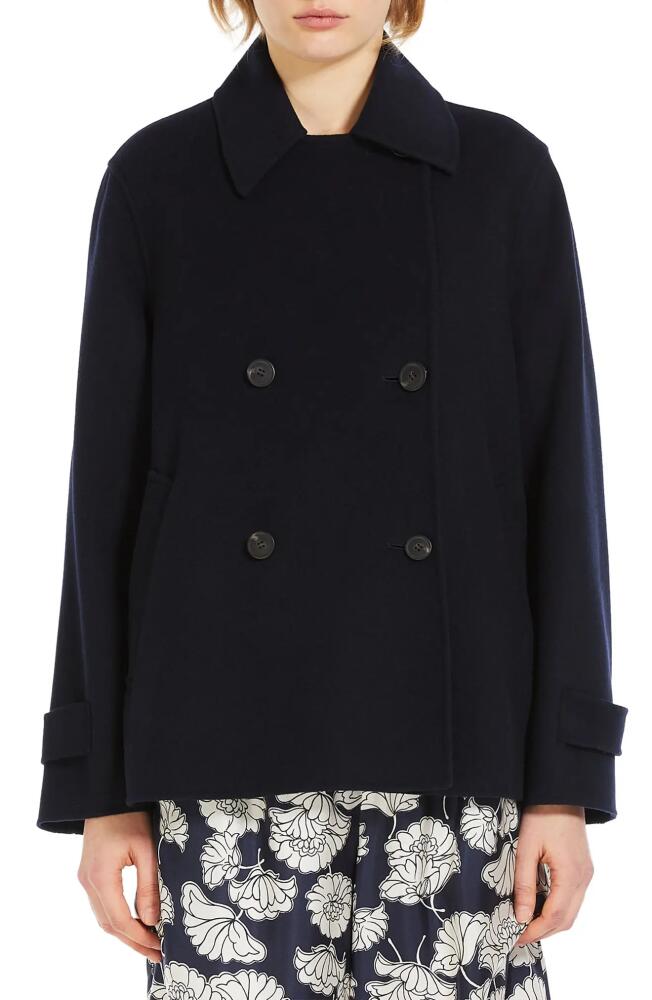 Weekend Max Mara Usuale Wool Blend Coat in Navy Cover