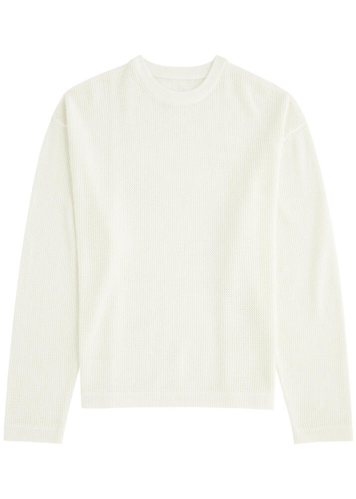 Mki Miyuki Zoku Logo-embroidered Open-knit Cotton Jumper - Off White Cover