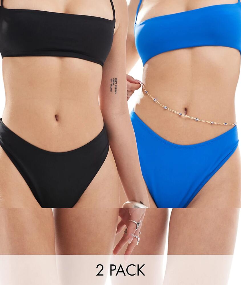 Weekday Shore bikini bottom 2-pack in black and bright blue Cover