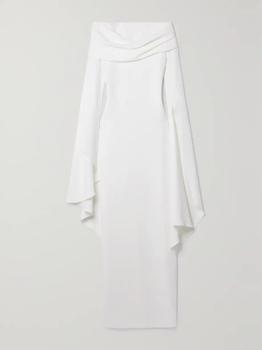 Solace London - Arden Draped Off-the-shoulder Crepe Maxi Dress - Cream Cover