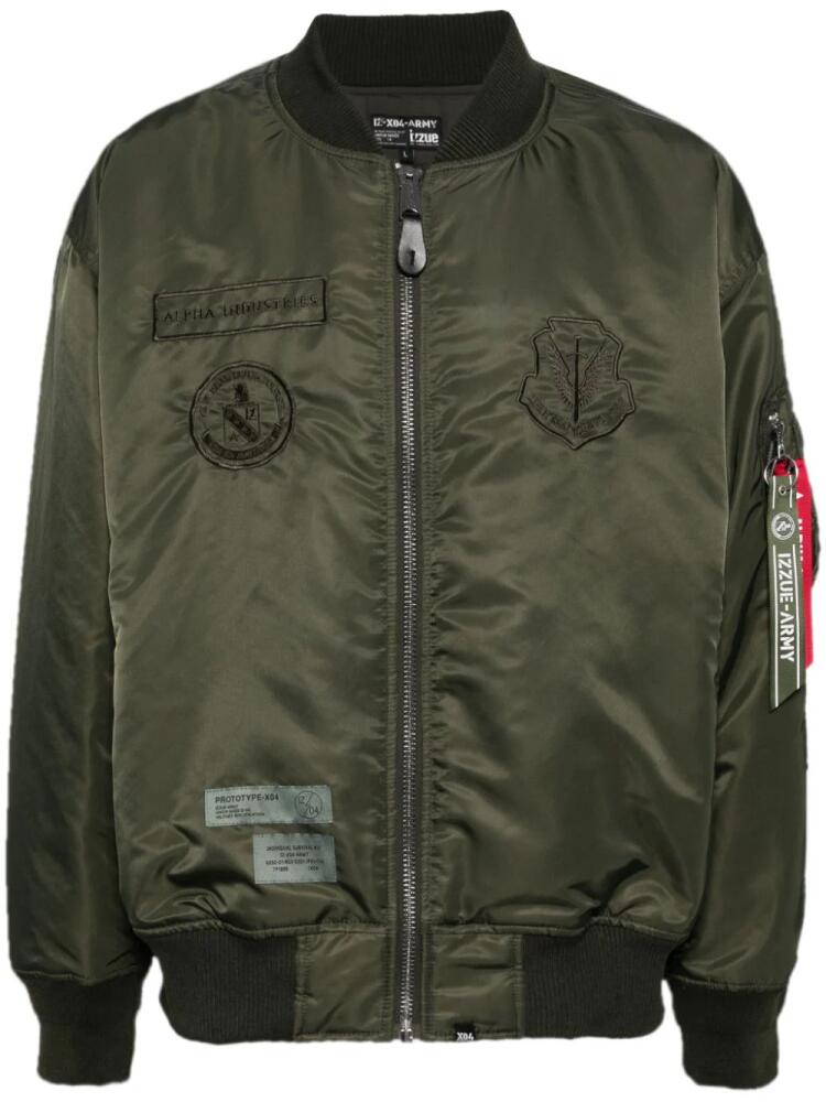 izzue Logo zip-up bomber jacket - Green Cover