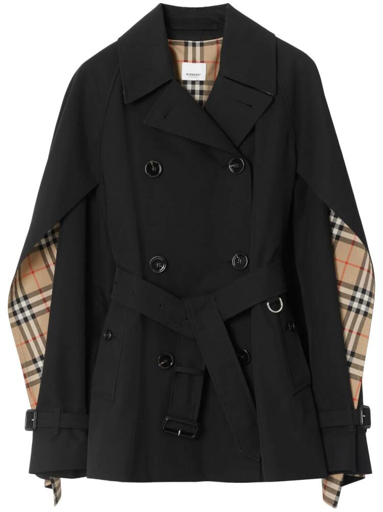 Burberry cape-sleeve cropped trench coat - Black Cover