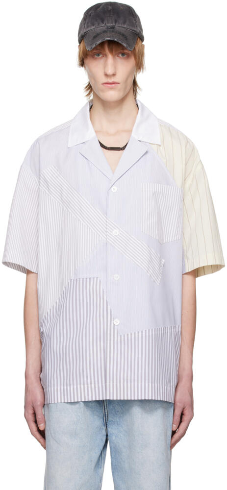 Feng Chen Wang Gray Multi Stripe Shirt Cover