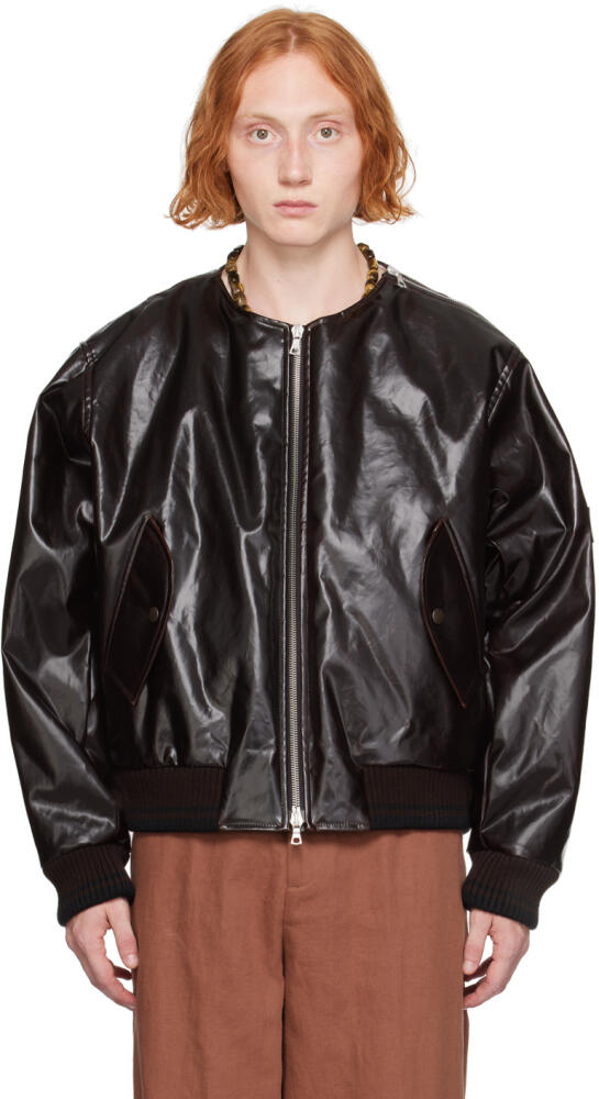 Dries Van Noten Brown Zip Bomber Jacket Cover