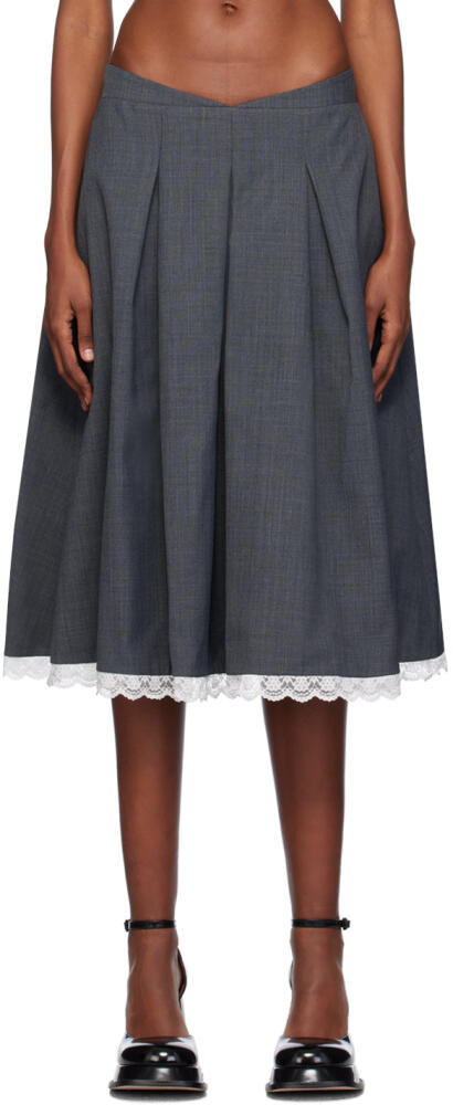 SHUSHU/TONG Gray Pleated Midi Skirt Cover