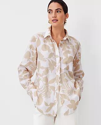 Ann Taylor Tropical Linen Oversized Shirt Cover