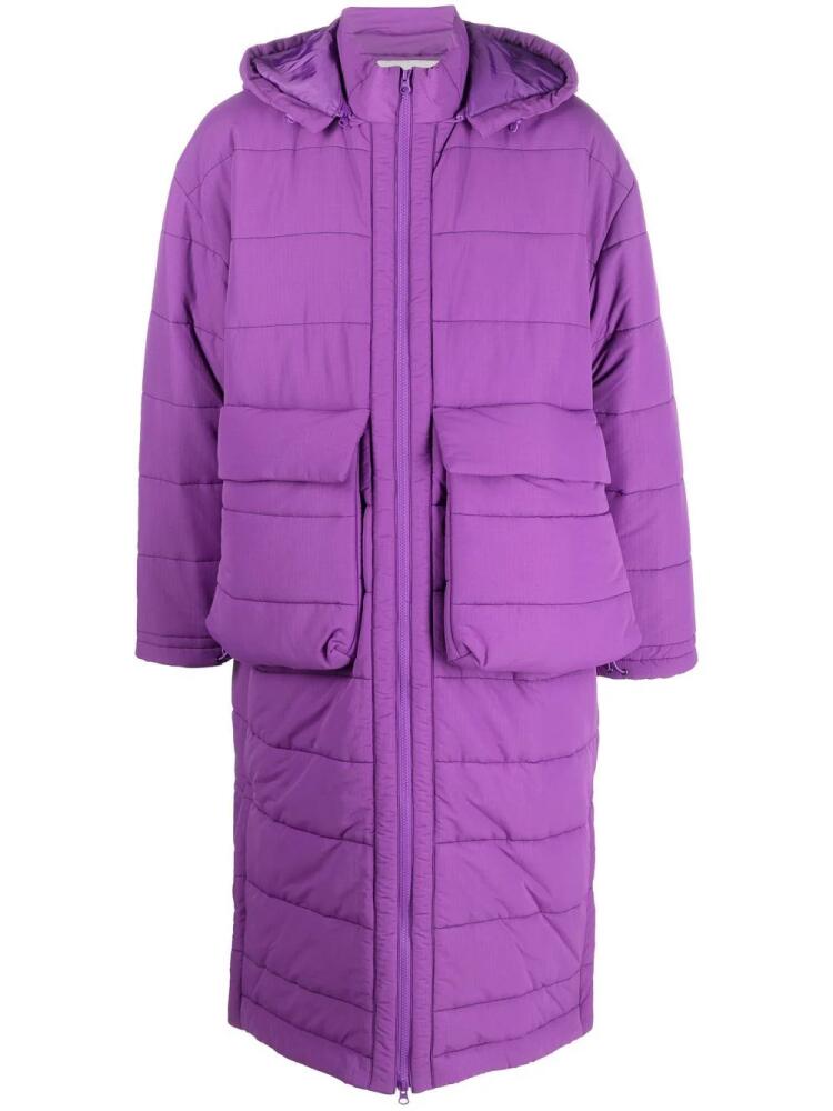 Henrik Vibskov hooded single-breasted padded coat - Purple Cover