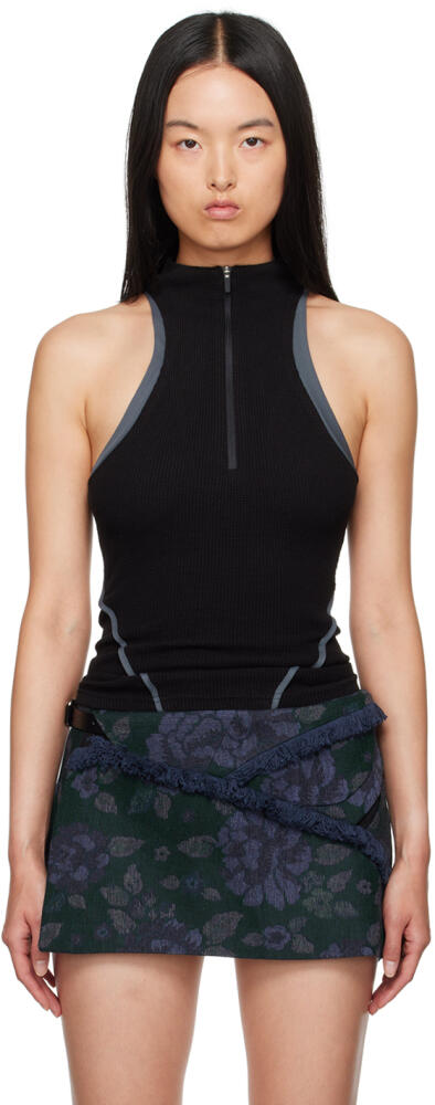 HYEIN SEO SSENSE Exclusive Black Half-Zip Racerback Tank Top Cover