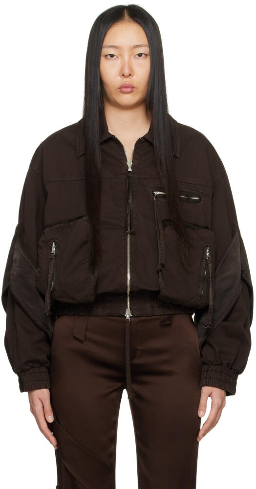 Blumarine Brown Padded Bomber Denim Jacket Cover