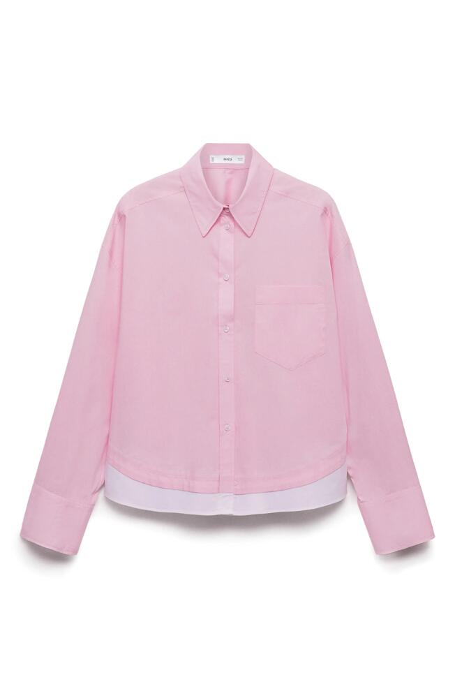 MANGO Oversized Contrast Shirt in Pink Cover