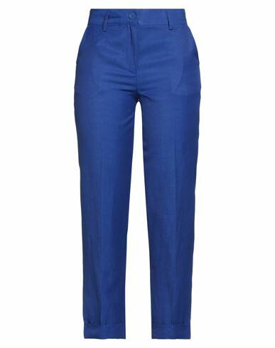 P. a.r. o.s. h. Woman Pants Blue Viscose, Linen Cover