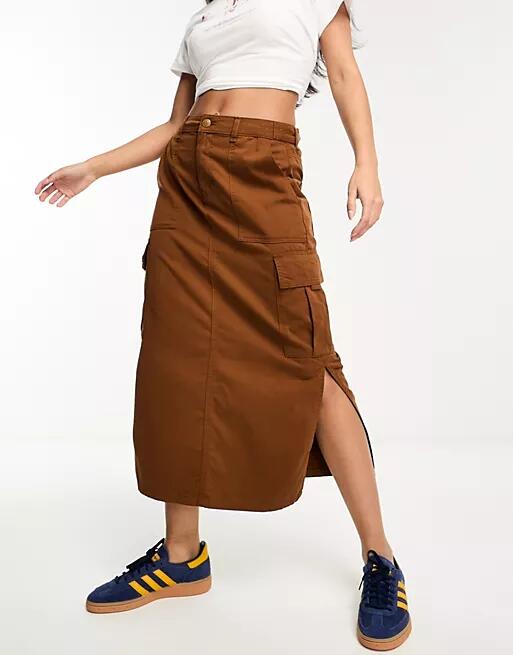 Nobody's Child Peonie cargo midi skirt in brown Cover