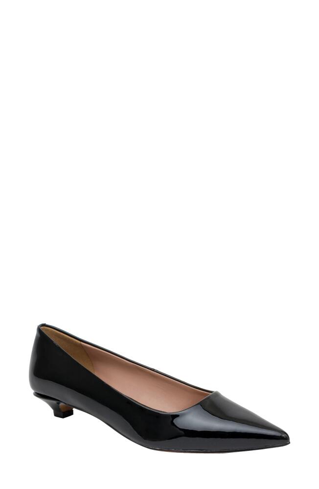 Linea Paolo Banks Patent Kitten Heel Pointed Toe Pump in Black Cover