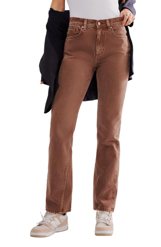 Free People Xena Slim Straight Jeans in Chocolate Mousse Cover