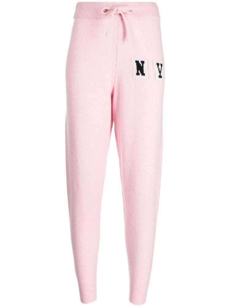 Joshua Sanders patterned intarsia-knit tapered track pants - Pink Cover