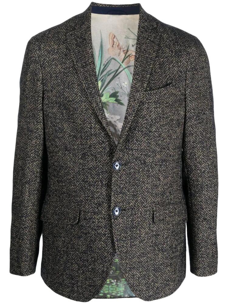 ETRO herringbone-pattern buttoned blazer - Blue Cover