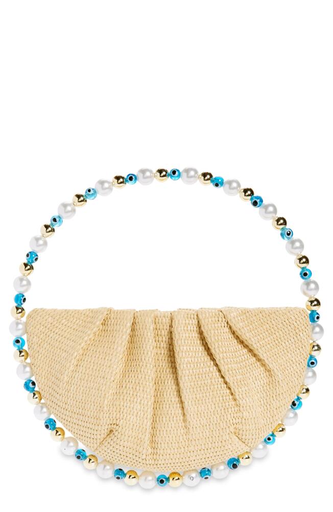 L'alingi Jumbo Mykonos Eternity Raffia Clutch in Beige/white/gold/blue Cover