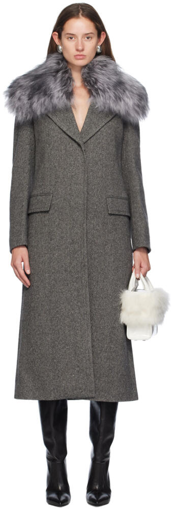 Blumarine Gray Wool Shearling Jacket Cover