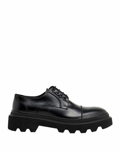 8 By Yoox Polished Leather Lace-up Man Lace-up shoes Black Calfskin Cover