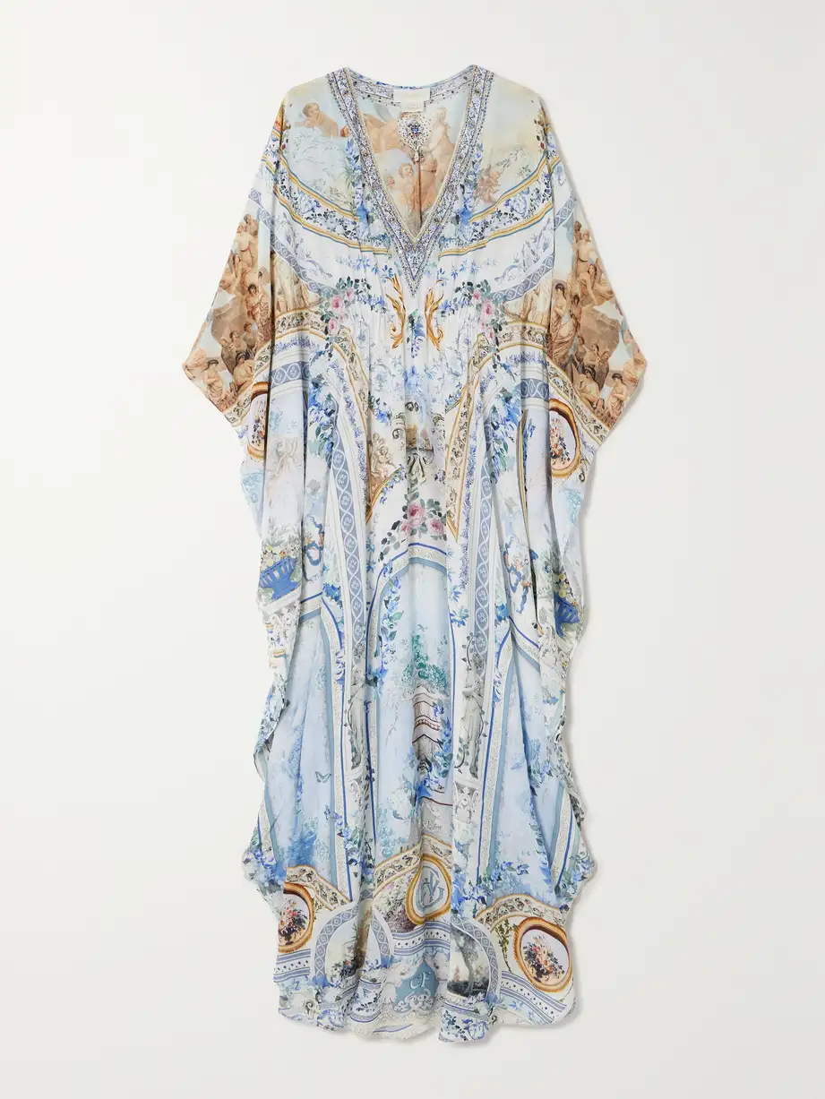 Camilla - Printed Silk-georgette Kaftan - Blue Cover