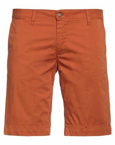 Rar Man Shorts & Bermuda Shorts Brick red Cotton, Elastane Cover