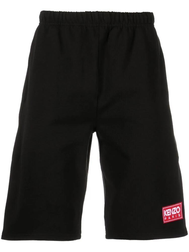 Kenzo logo-patch cotton shorts - Black Cover