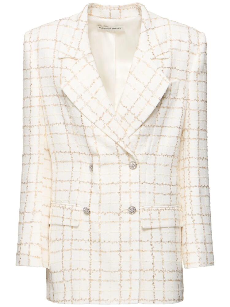 ALESSANDRA RICH Oversized Sequined Checked Tweed Jacket Cover