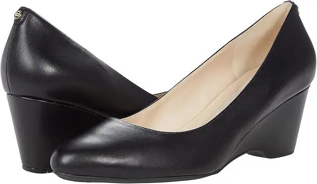 Cole Haan The Go-To Wedge 60 mm (Black Leather Waterproof) Women's Shoes Cover