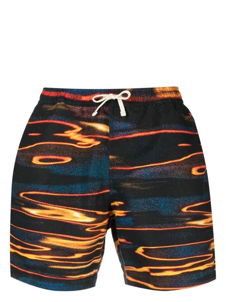 BLUE SKY INN abstract-print swim shorts - Black Cover