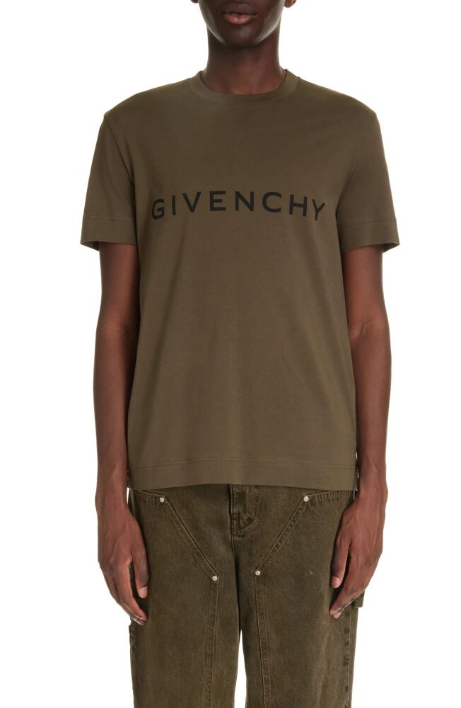 Givenchy Slim Fit Cotton Logo Tee in Khaki Cover