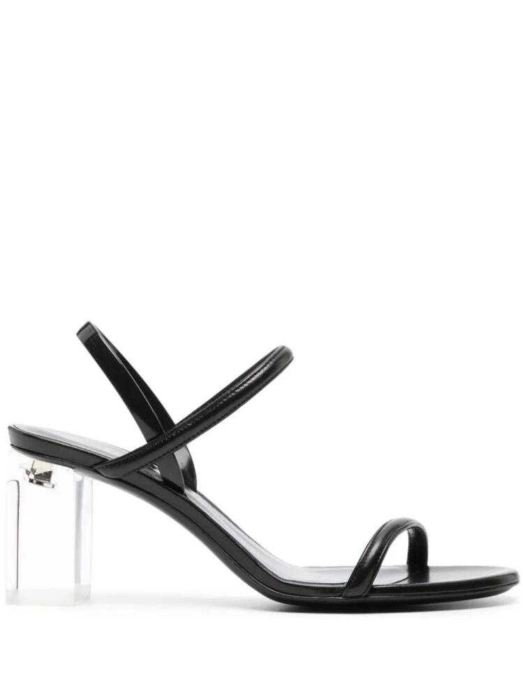 Giorgio Armani 80mm block-heel leather sandals - Black Cover