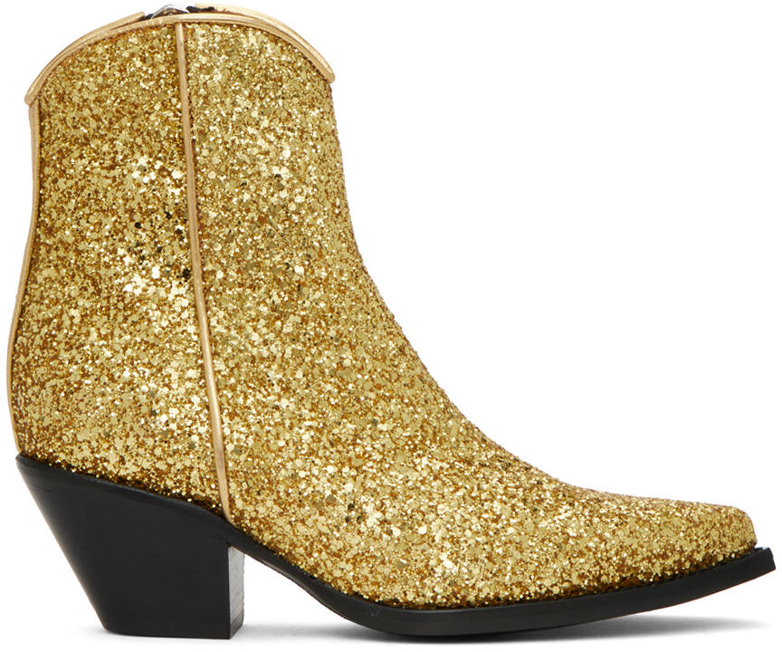 R13 Gold Skinny Ankle Cowboy Boots Cover