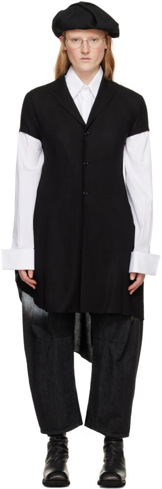 Y's Black Asymmetric Blazer Cover