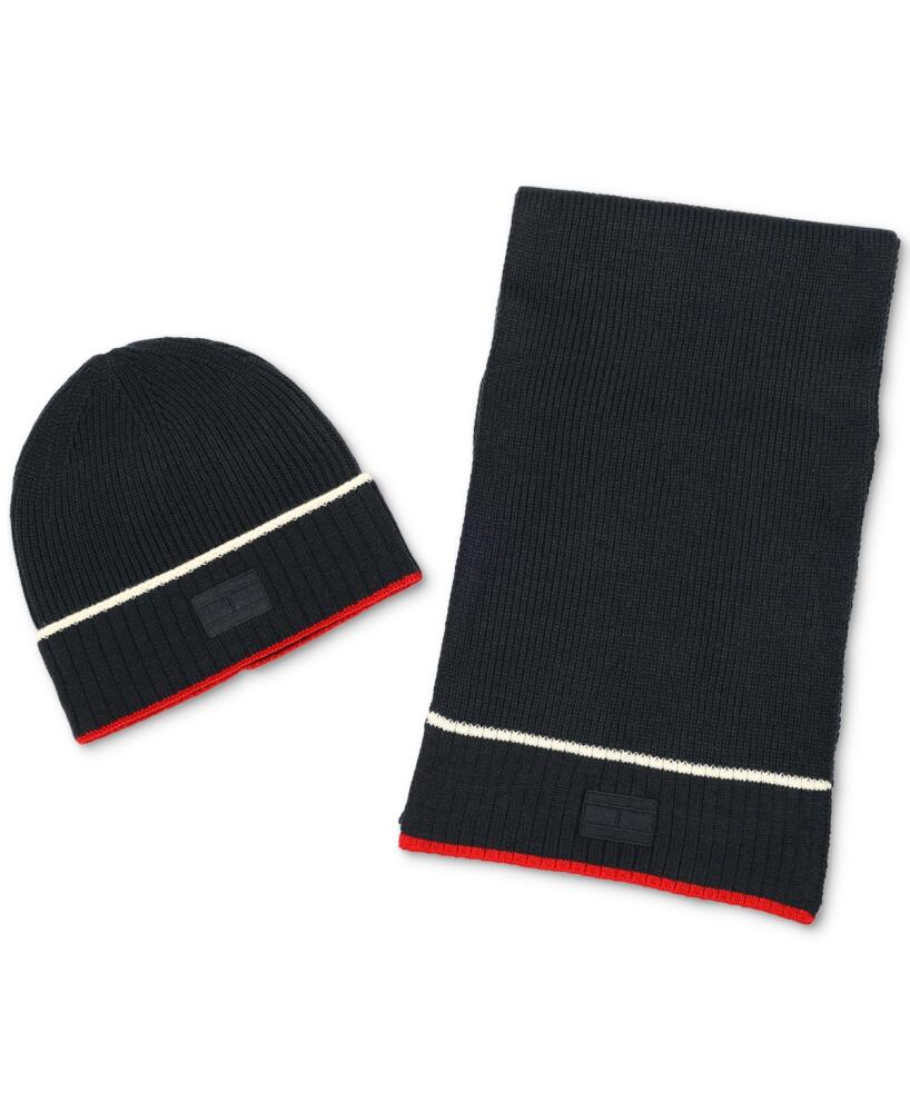 Tommy Hilfiger Men's Tipped Beanie & Scarf Set - Desert Sky Cover