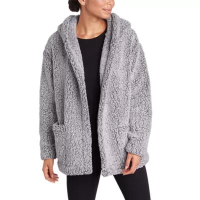 Eddie Bauer Women's Campfire Plush Fleece Hooded Open Cardigan Cover