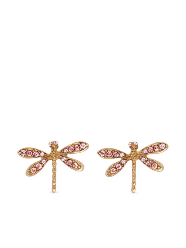 Oscar de la Renta Dragonfly crystal-embellished earrings - Pink Cover