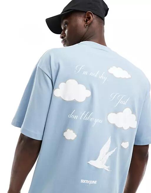 Sixth June cloud 9 loose fit t-shirt in blue Cover