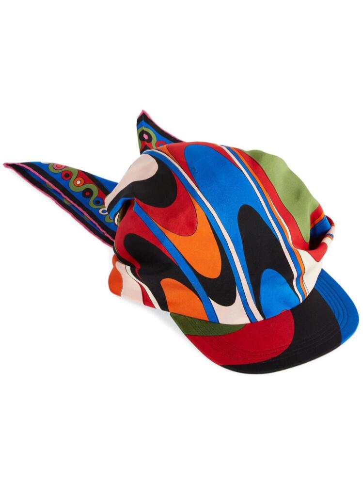 PUCCI abstract-pattern silk visor hat - Blue Cover