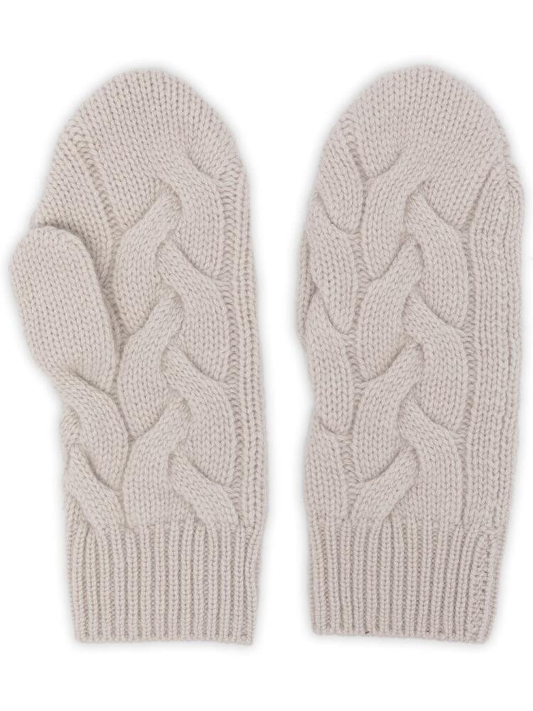 N.Peal cashmere cable-knit mittens - White Cover