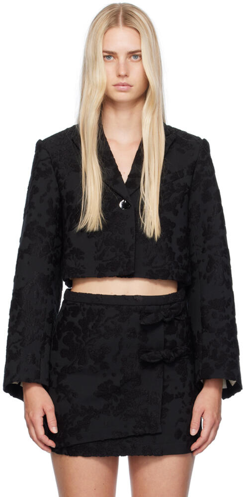 GANNI Black Cropped Blazer Cover