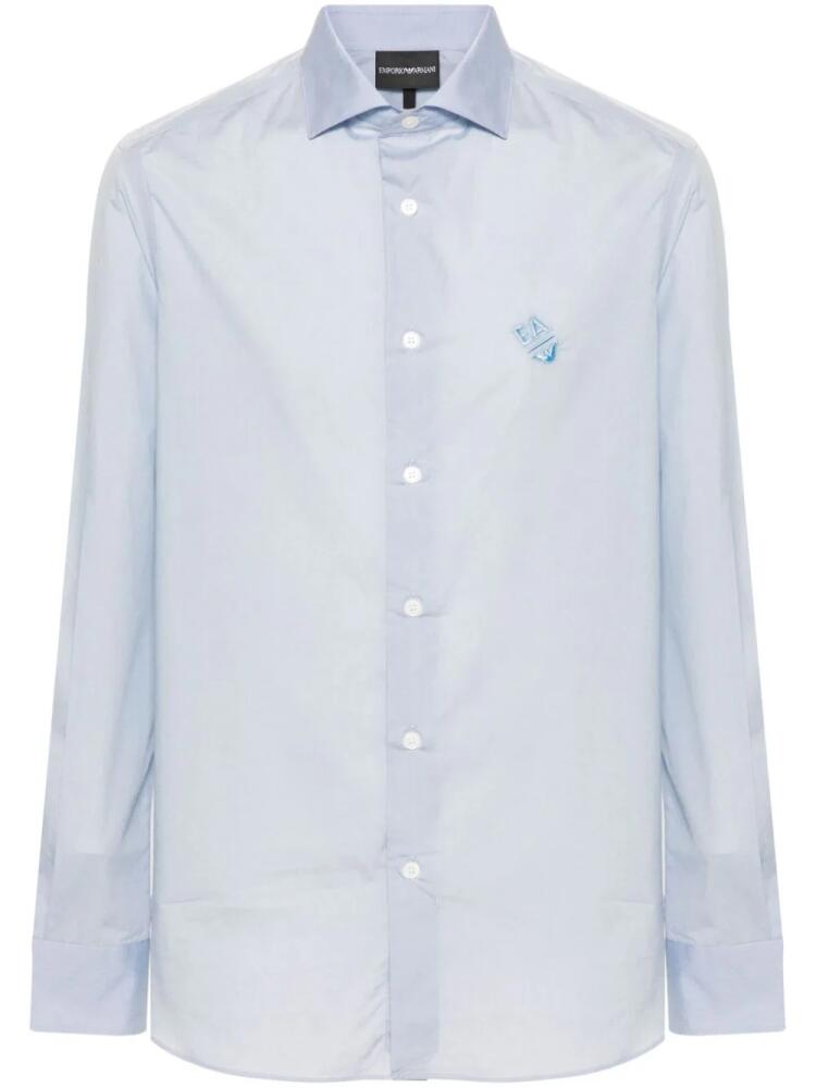 Emporio Armani embroidered-logo cotton shirt - Blue Cover