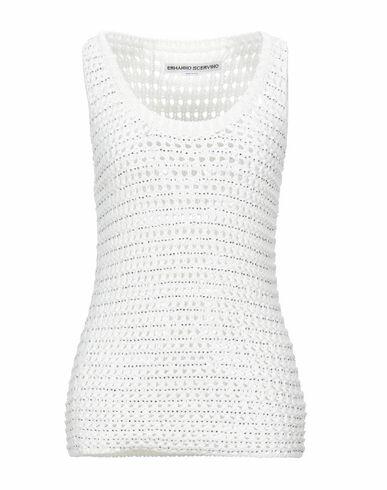 Ermanno Scervino Woman Sweater White Cotton, Polyamide, Glass Cover