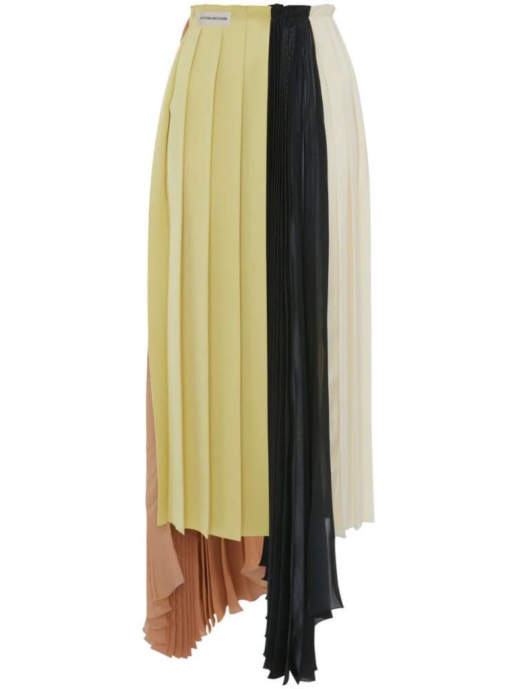 Victoria Beckham colour-block pleated asymmetric skirt - Yellow Cover