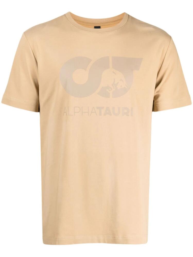 Alpha Tauri logo-print stretch-cotton T-shirt - Neutrals Cover