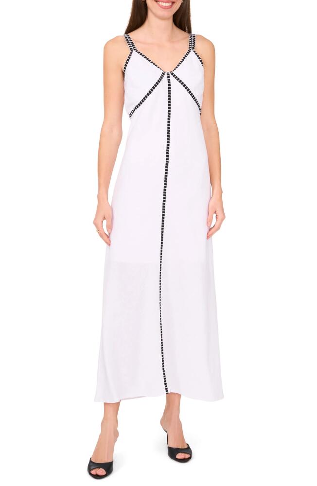 halogen(r) Rail Track Detail Linen Blend Midi Dress in Bright White Cover