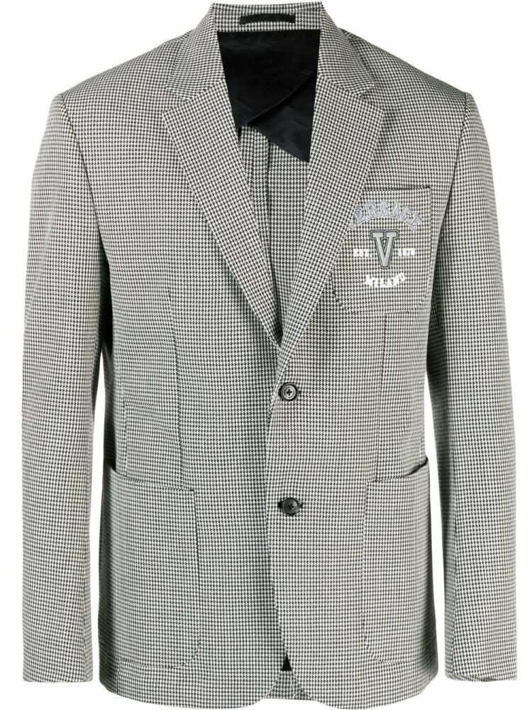 Versace logo embroidery houndstooth blazer - Black Cover