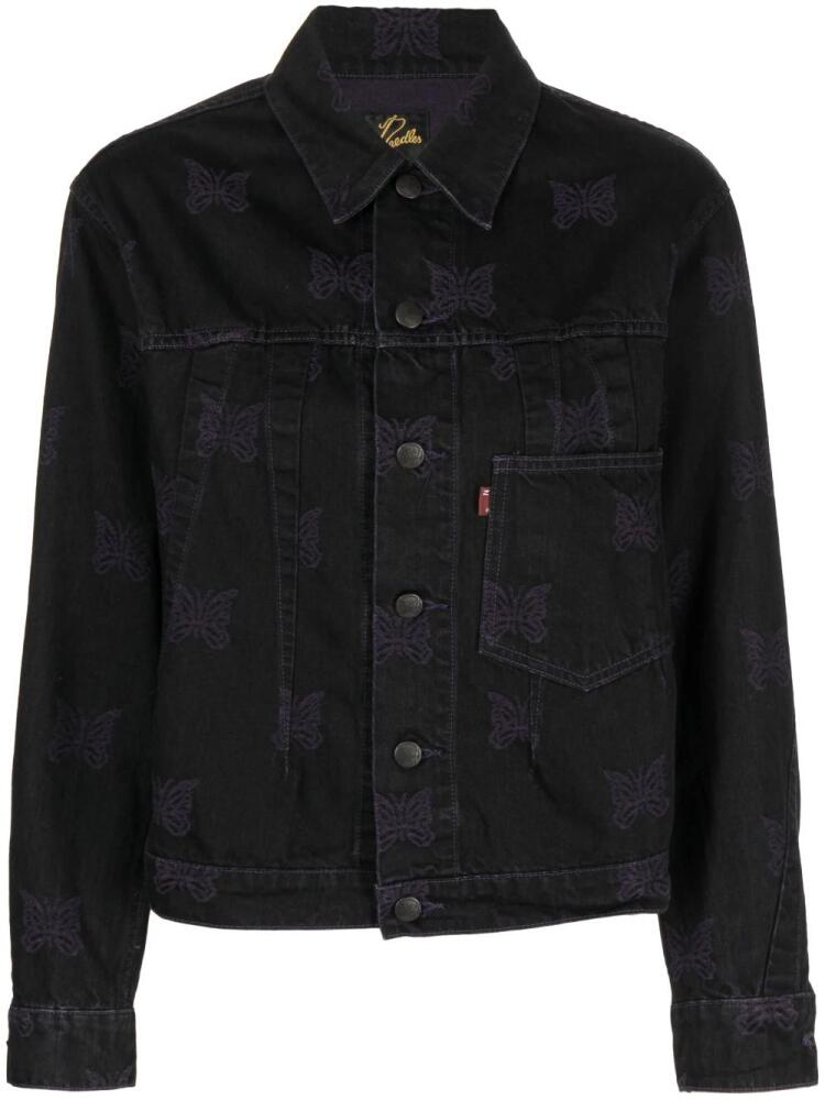 Needles butterfly-print denim jacket - Black Cover